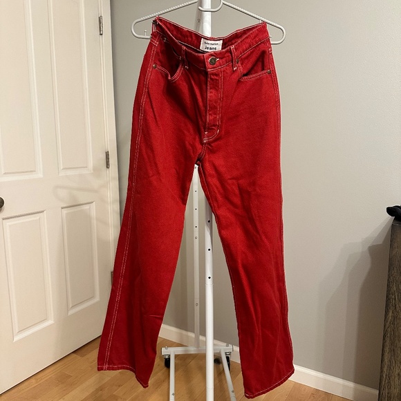 Red Cowboy High Rise Straight Jeans - Picture 3 of 6
